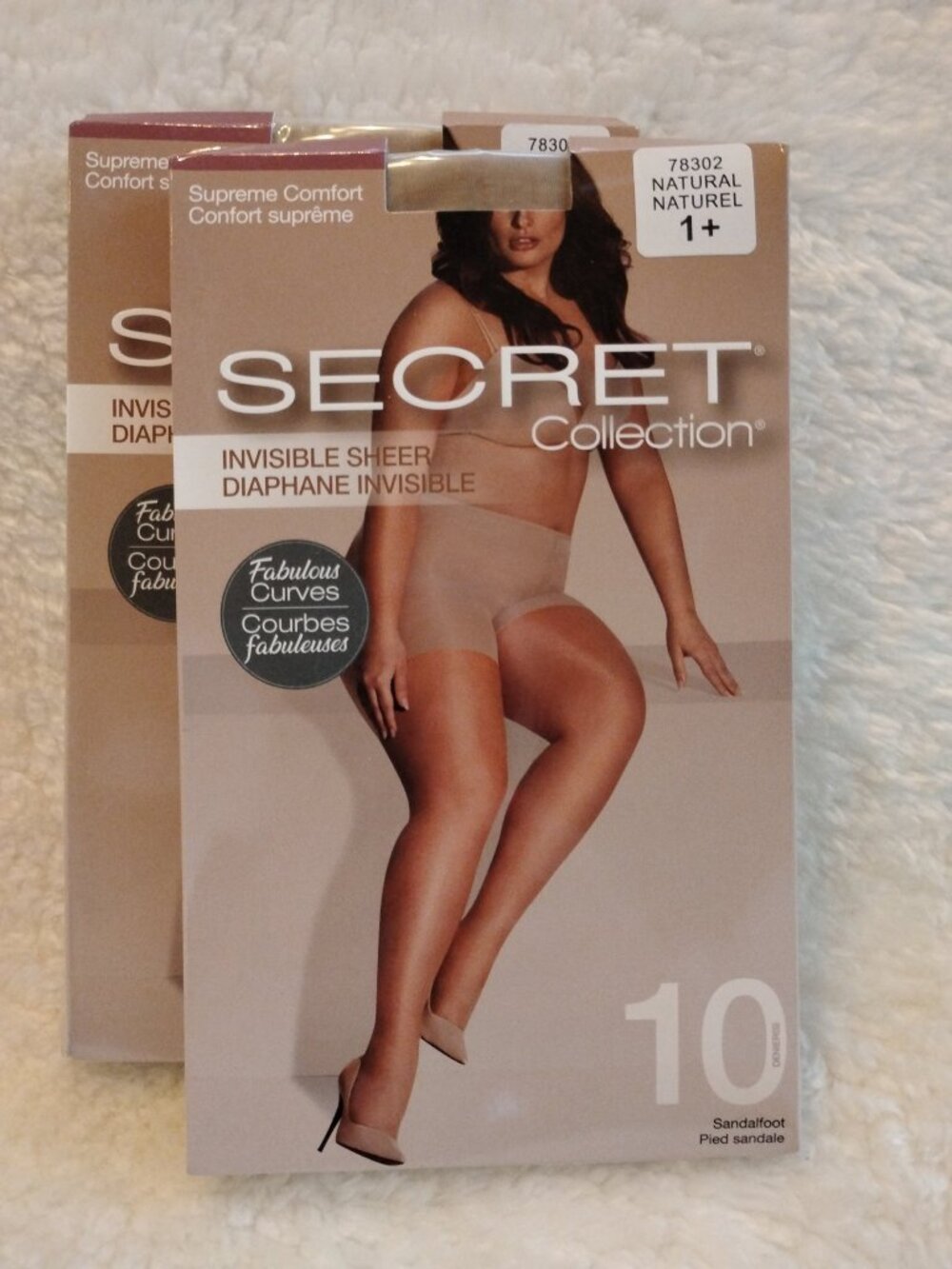SET OF 2! Secret Collection Invisible Sheer Pantyhose Natural Size 1+